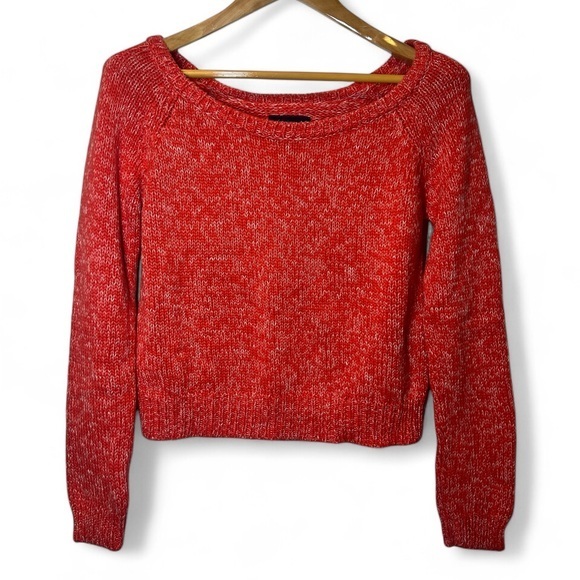 American Eagle Outfitters Sweaters - American Eagle Woman M Orange Boatneck Long Sleeve 100% Cotton Knit‎ Sweater